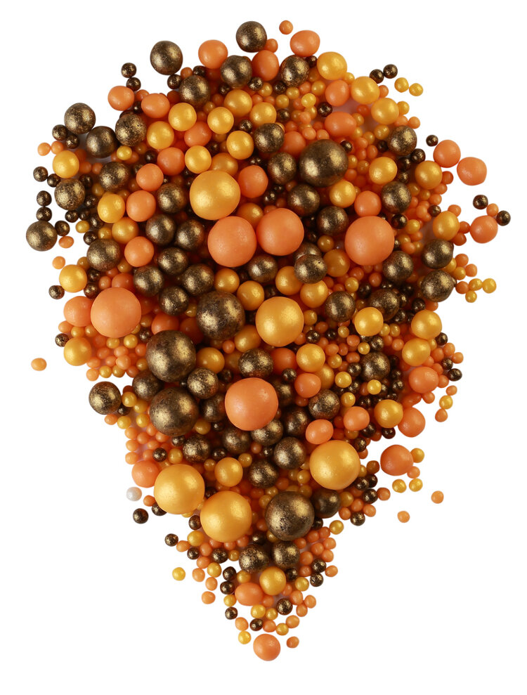 Посыпка драже зерновое в цв.глазури Жемчуг №120 бронза, золото, оранж 1,5кг 