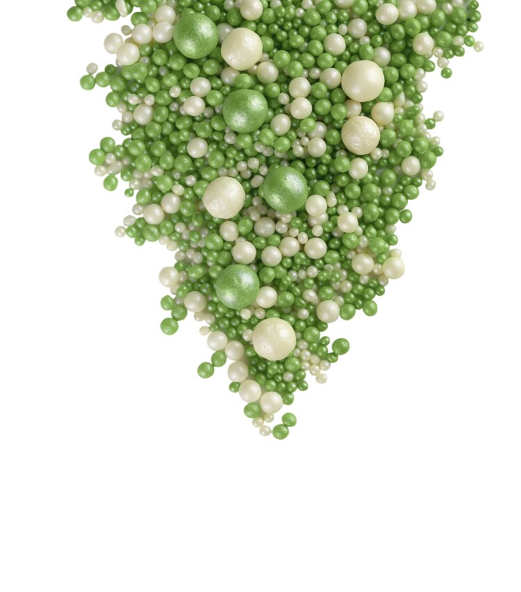 Посыпка драже зерновое в цв.глазури  Жемчуг  №111 МИКС серебро зеленый Коробка 1,5 кг