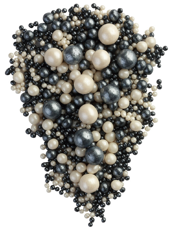 Посыпка драже зерновое в цв.глазури  Жемчуг  №157 черный, серебро, 1,5кг