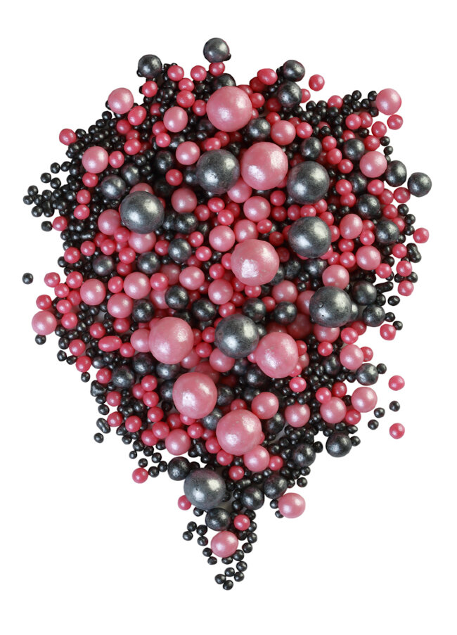 Посыпка драже зерновое в цв.глазури  Жемчуг №183 ( розовый, черный)